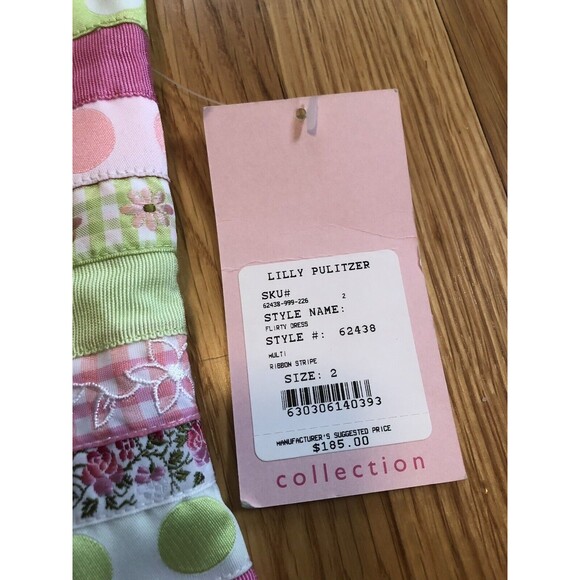 NWT Lilly Pulitzer Palm Beach Flirty Mini Ribbon Dress Pink Green Strapless 2 - Picture 4 of 6